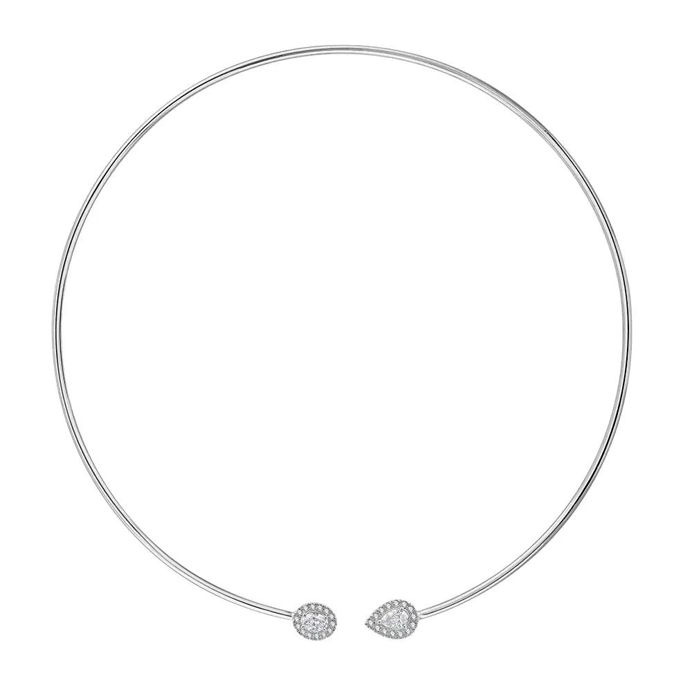 Oval and Pear Cut Halo Tube Necklace