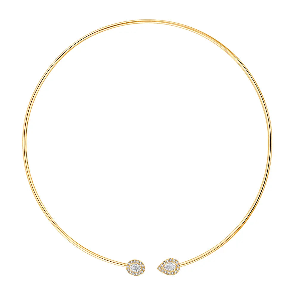 Oval and Pear Cut Halo Tube Necklace