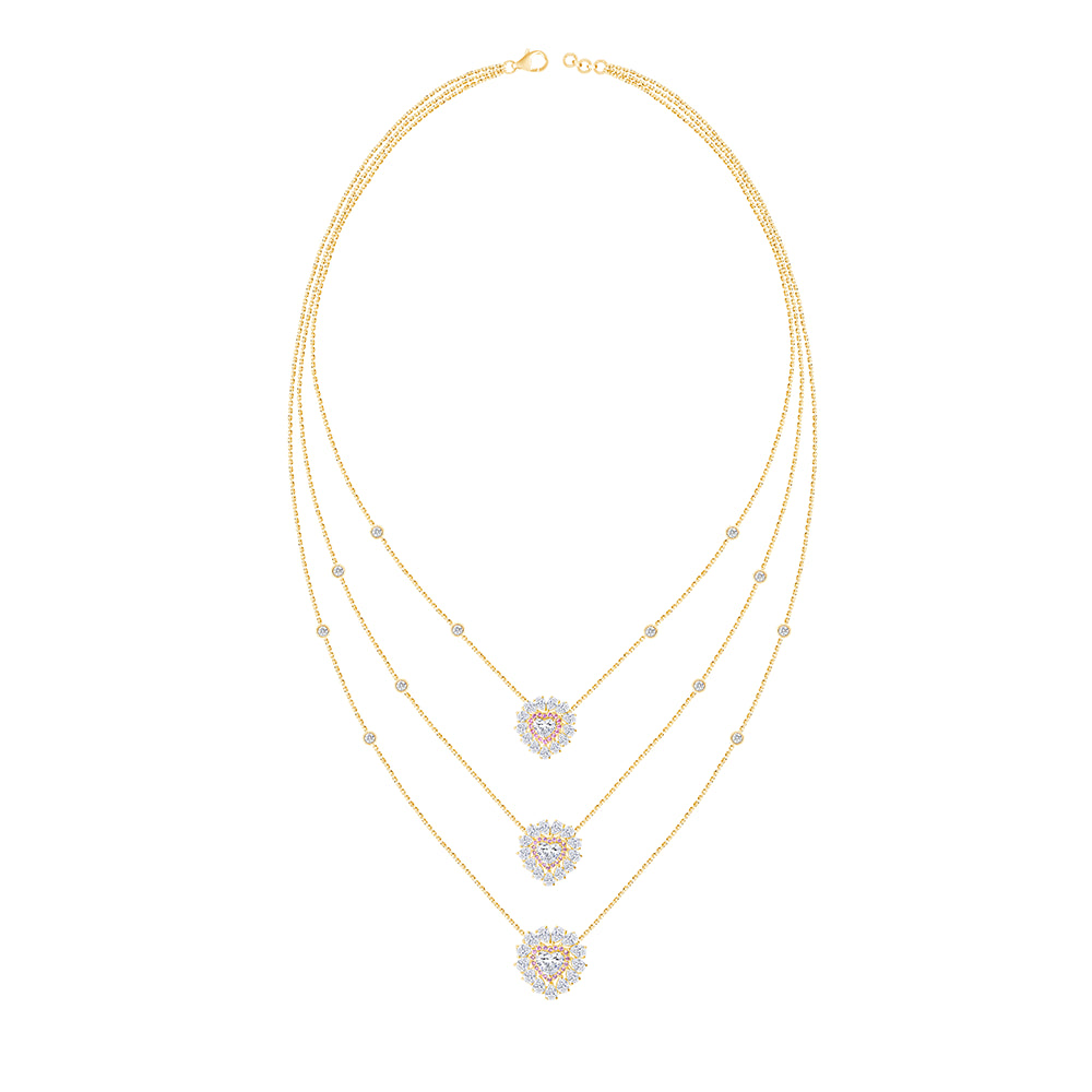 Heart Cut Double Halo Layered Necklace