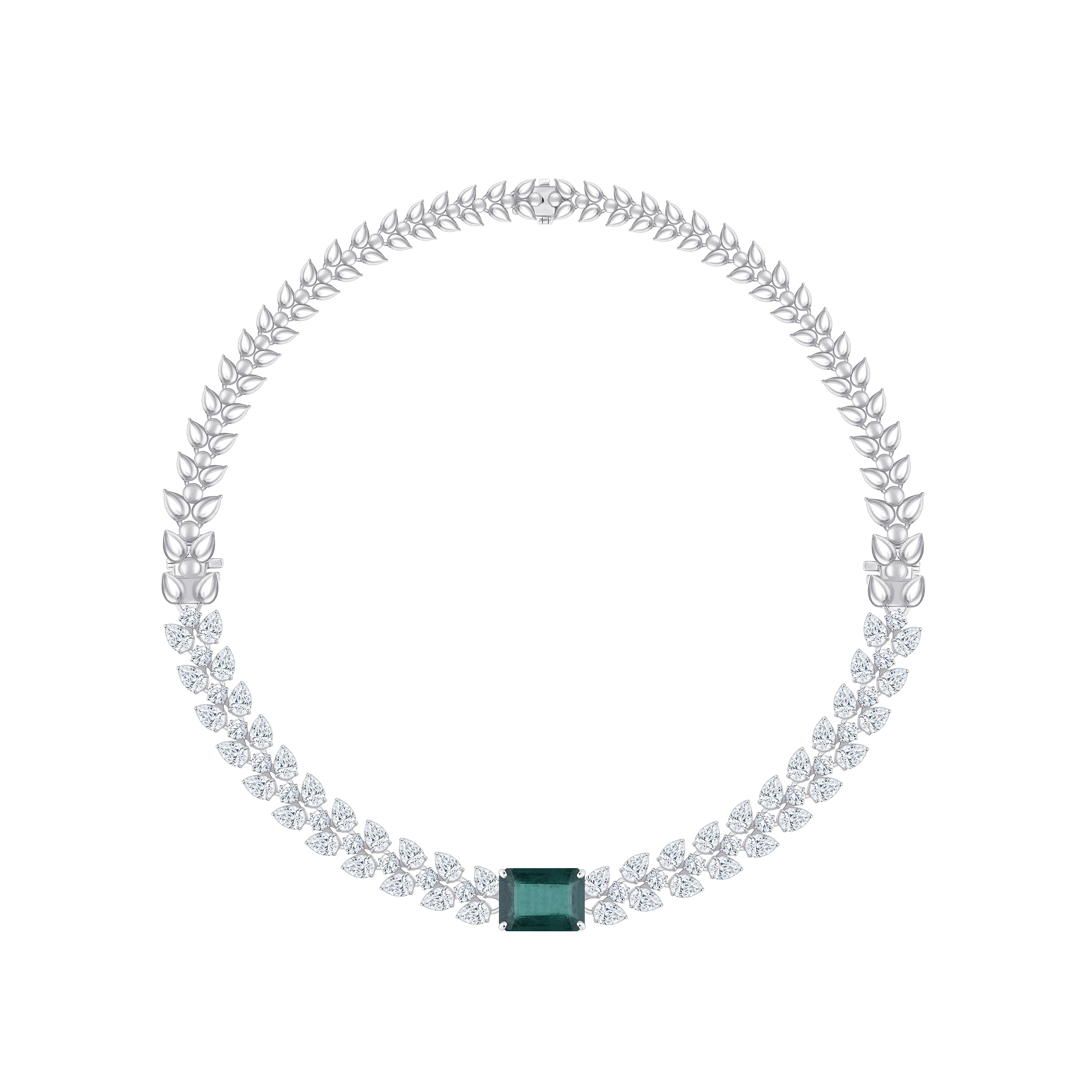 Pear Cut Vine Emerald Necklace