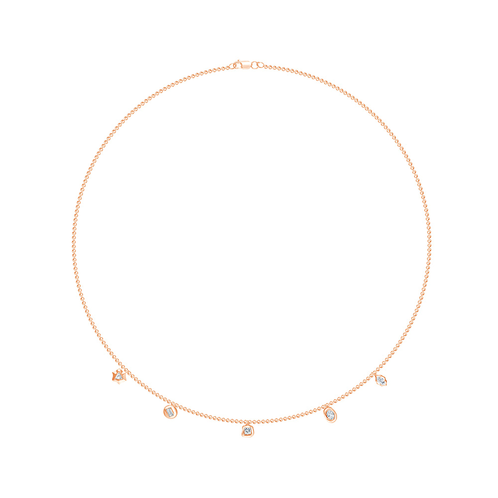 Mixed Cut Bead Chain Charm Necklace