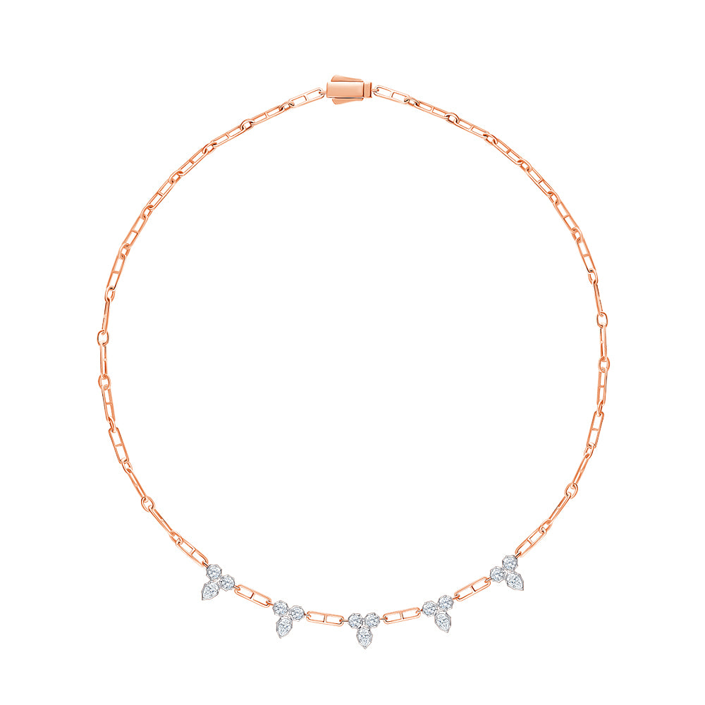 Pear  Brilliant Cut Trio Station Necklace