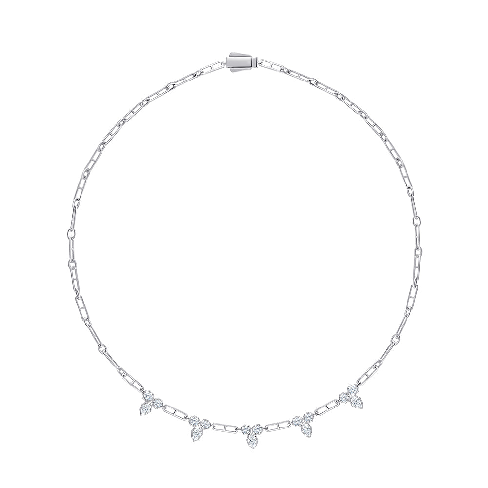 Pear  Brilliant Cut Trio Station Necklace