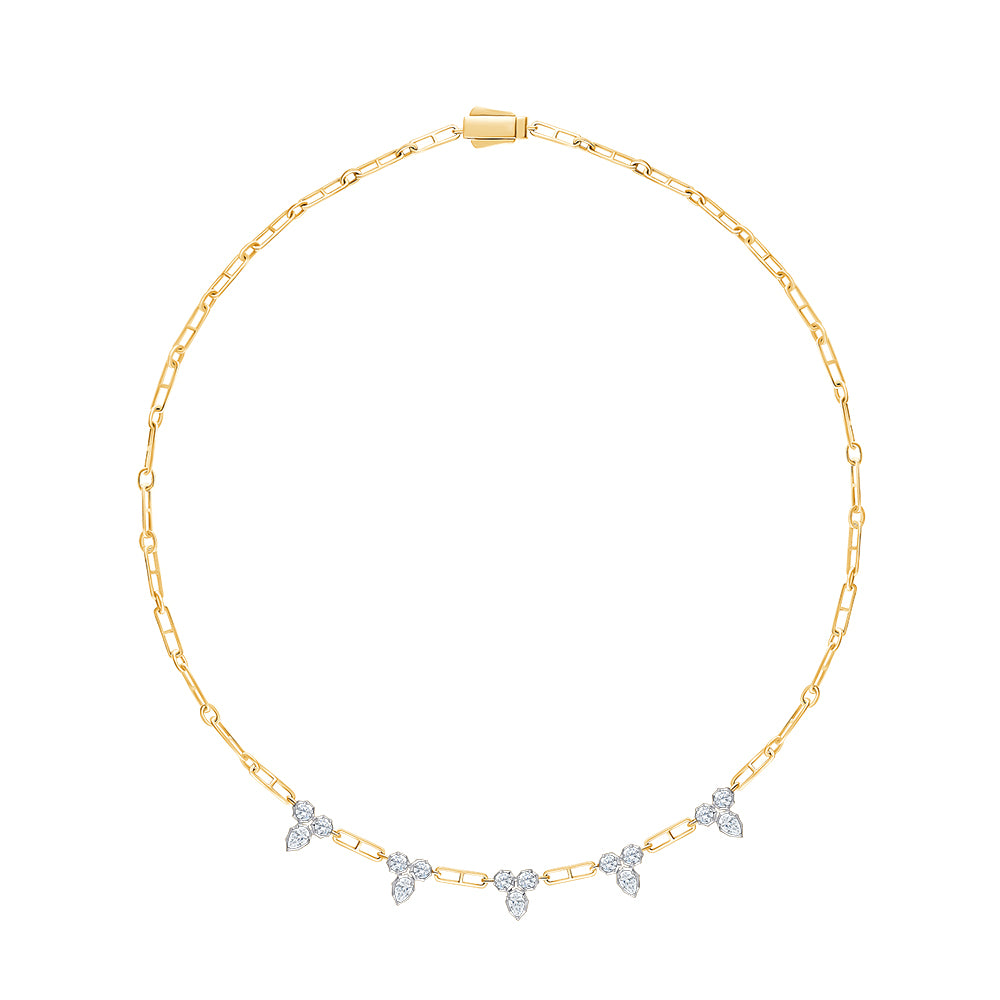 Pear  Brilliant Cut Trio Station Necklace