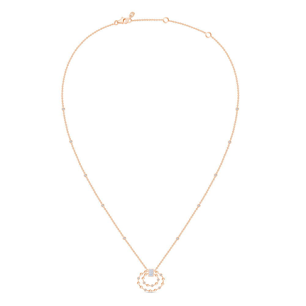 Baguette & Brilliant Cut Nested Circle Necklace