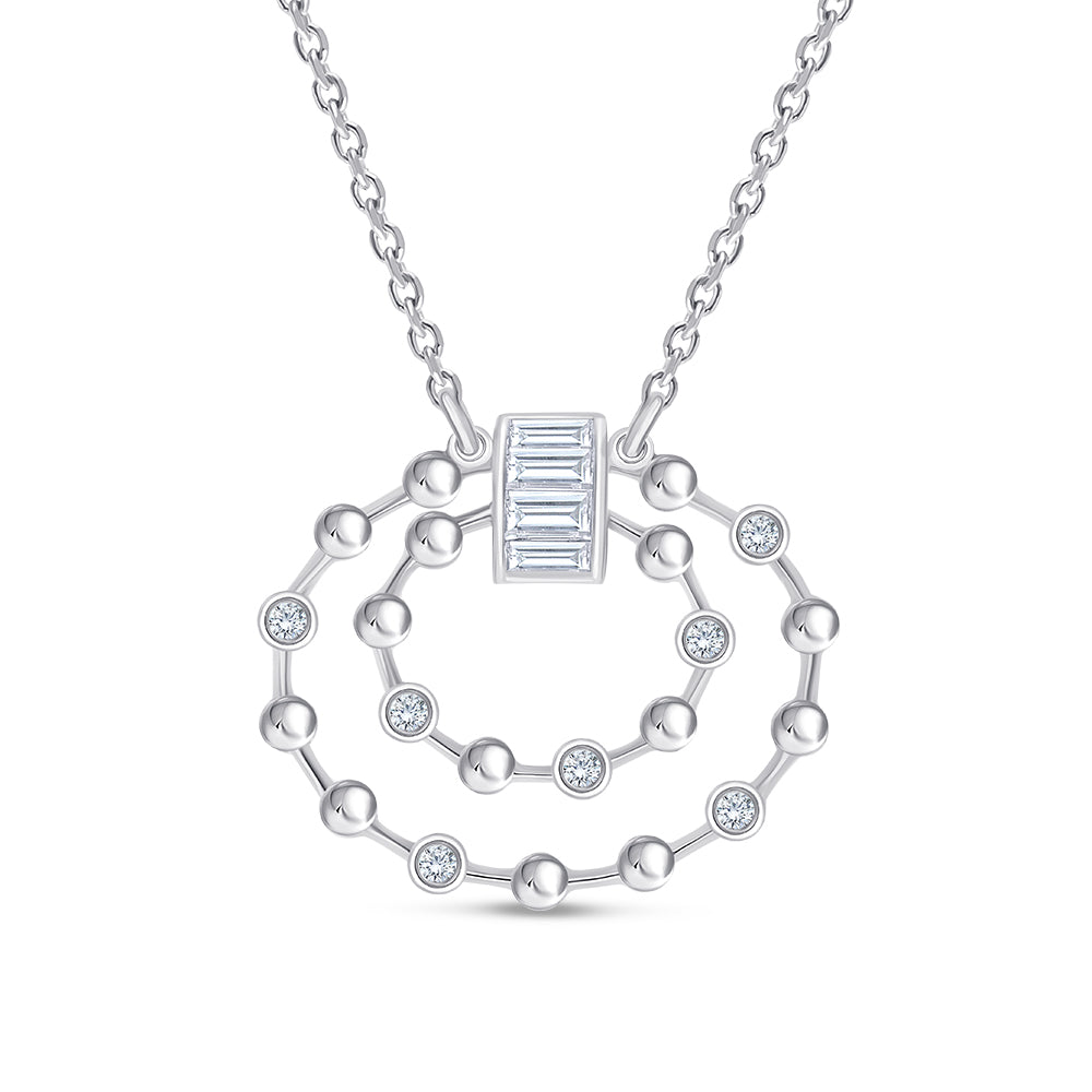 Baguette & Brilliant Cut Nested Circle Necklace
