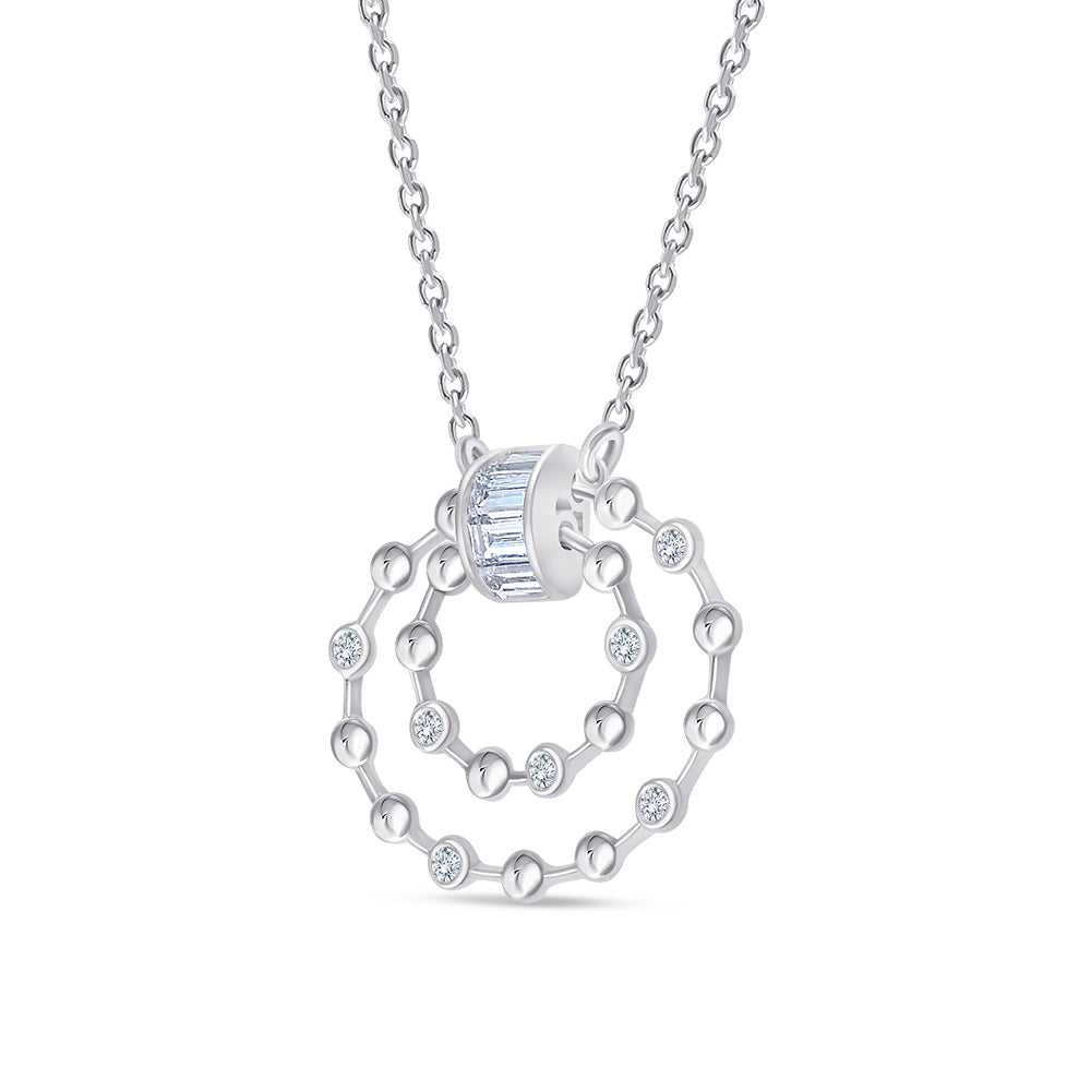Baguette & Brilliant Cut Nested Circle Necklace