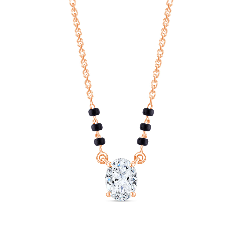 Oval Cut Solitaire Diamond Mangalsutra Pendant