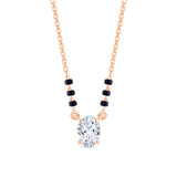 Oval Cut Solitaire Diamond Mangalsutra Pendant