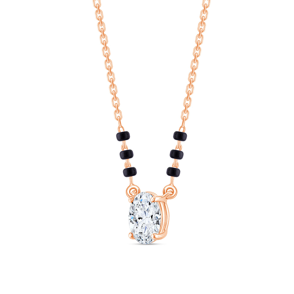 Oval Cut Solitaire Diamond Mangalsutra Pendant