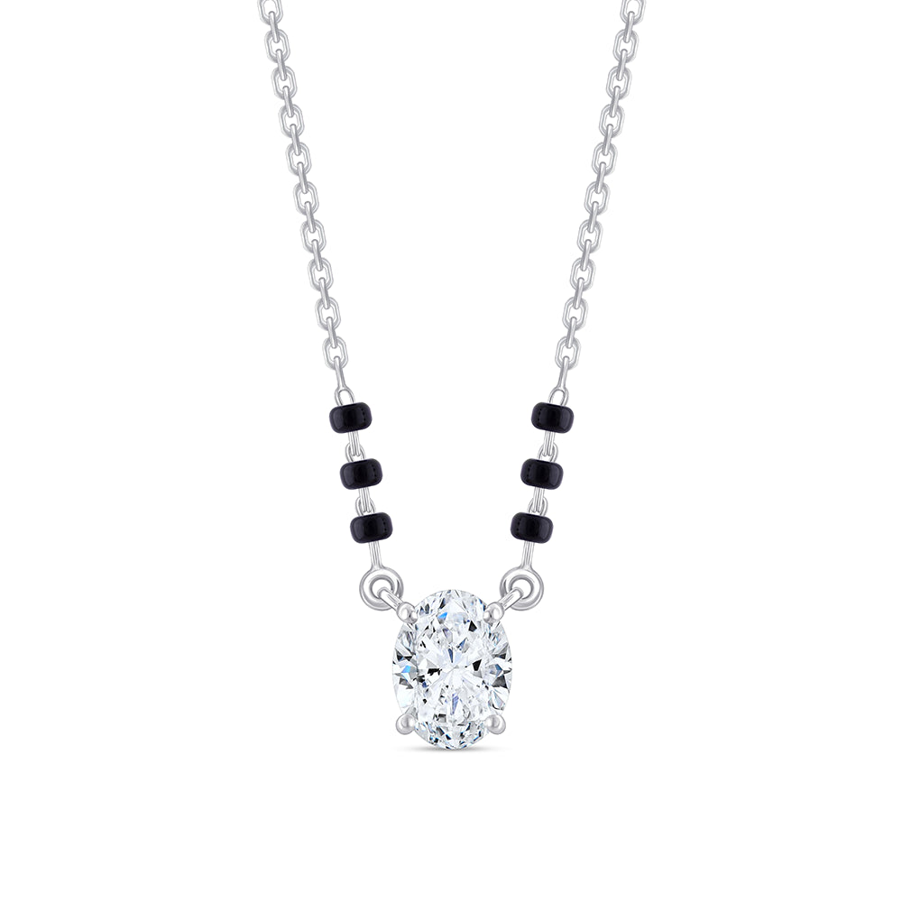 Oval Cut Solitaire Diamond Mangalsutra Pendant