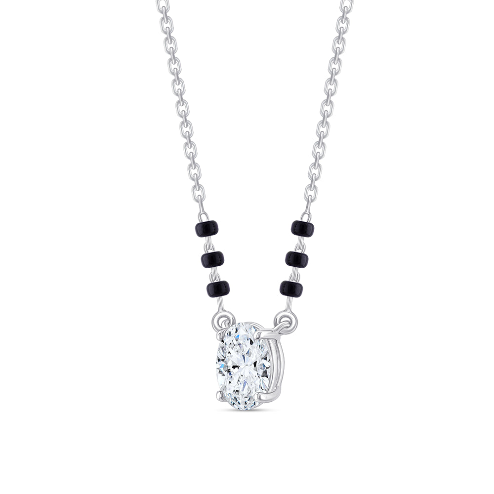 Oval Cut Solitaire Diamond Mangalsutra Pendant