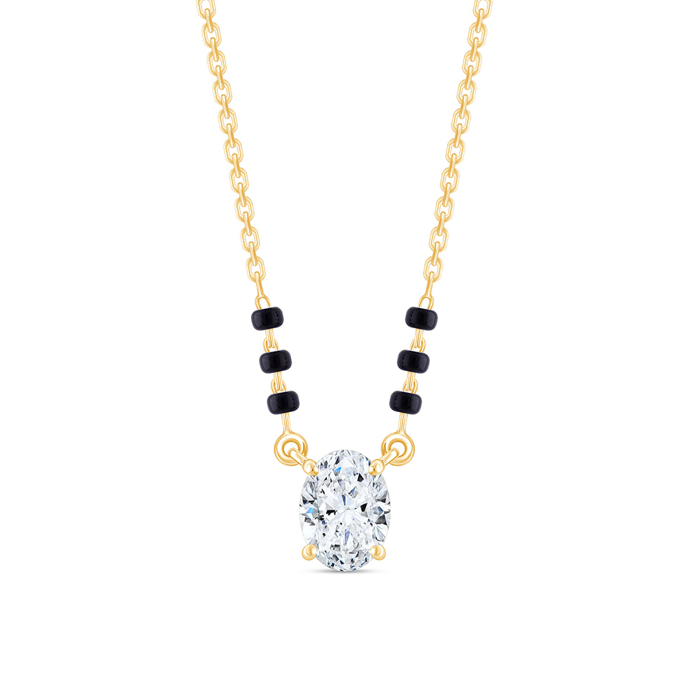 Oval Cut Solitaire Diamond Mangalsutra Pendant