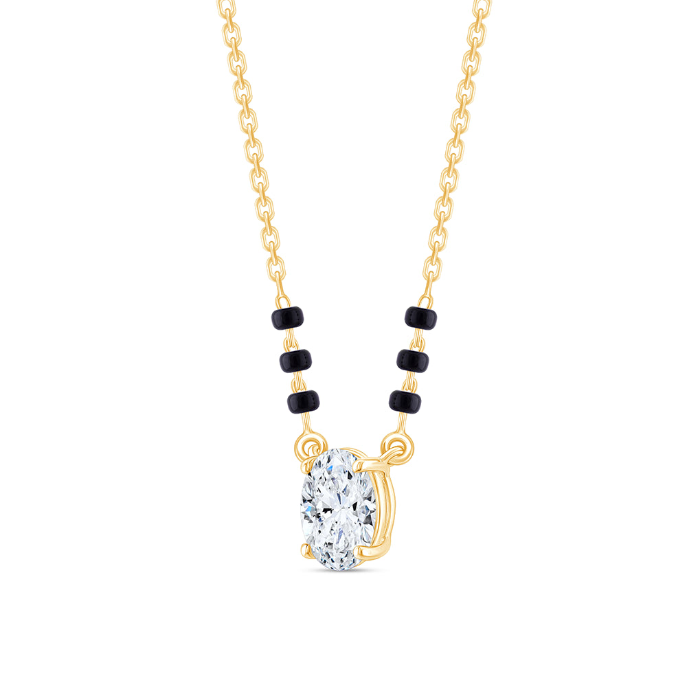 Oval Cut Solitaire Diamond Mangalsutra Pendant