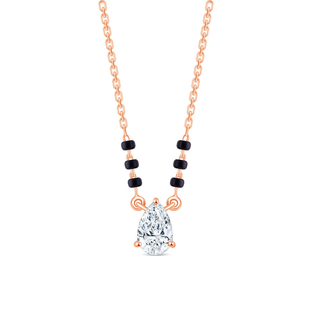 1 Carat Pear Cut Solitaire Mangalsutra Pendant