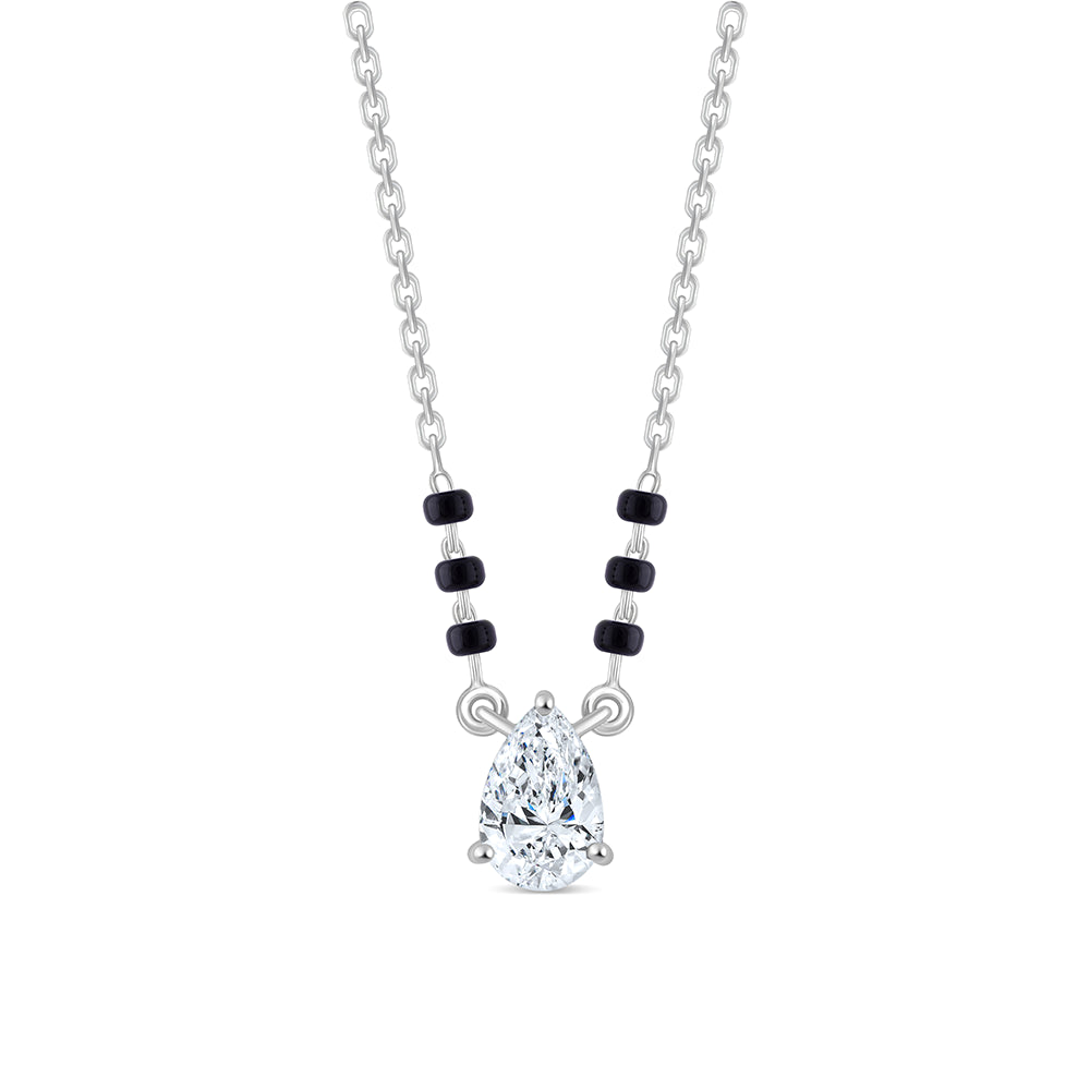 1 Carat Pear Cut Solitaire Mangalsutra Pendant