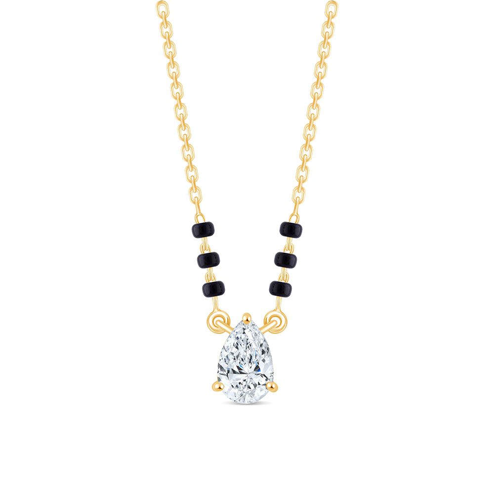 1 Carat Pear Cut Solitaire Mangalsutra Pendant