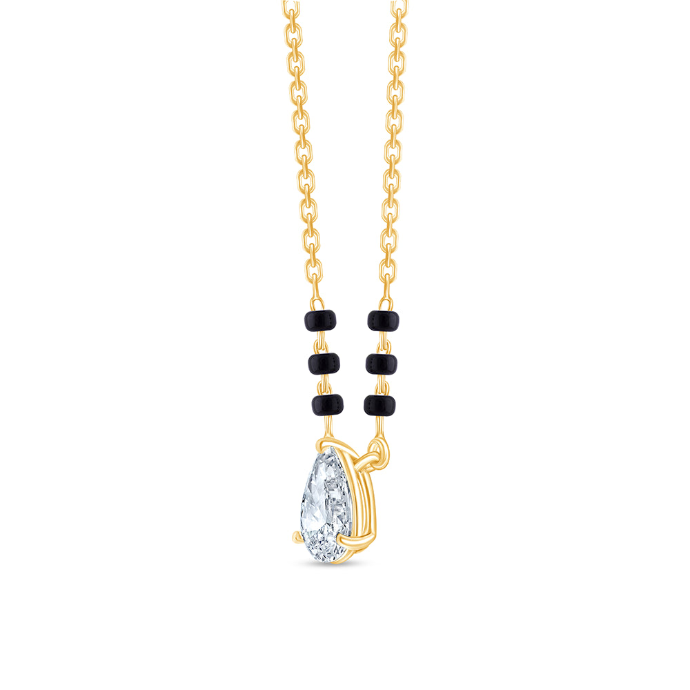 1 Carat Pear Cut Solitaire Mangalsutra Pendant
