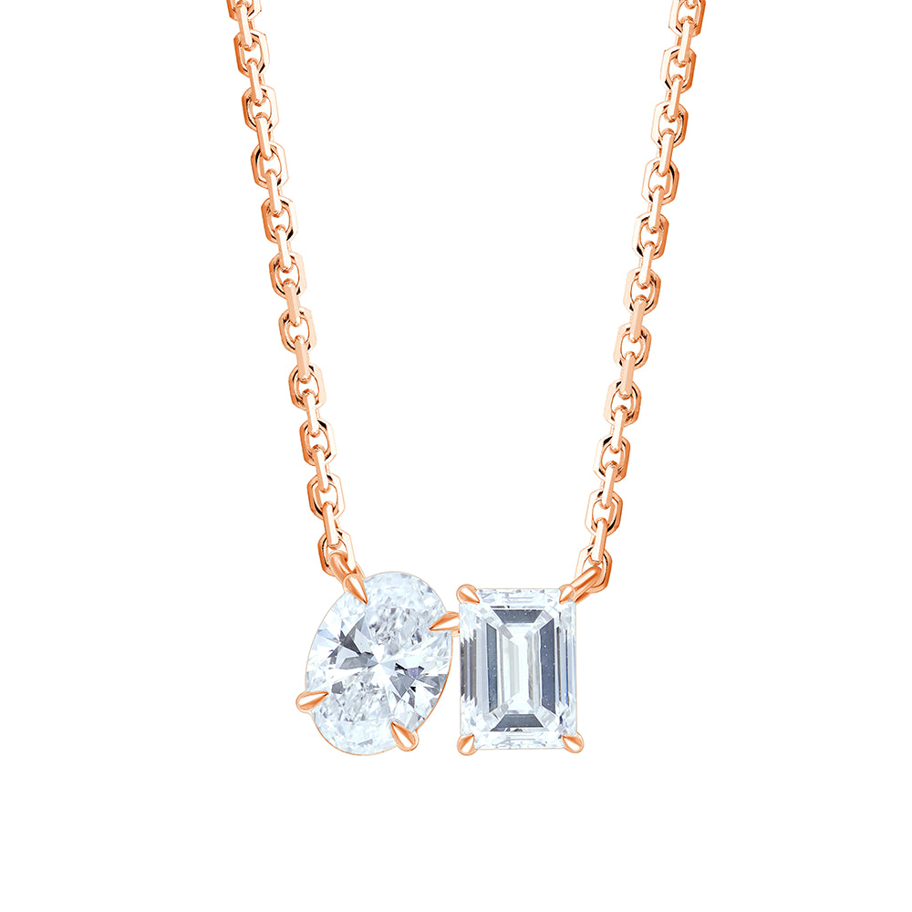 Oval  Emerald Cut Toi Et Moi Pendant