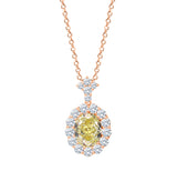 Oval Cut Yellow Semi-Precious Stone Halo Pendant