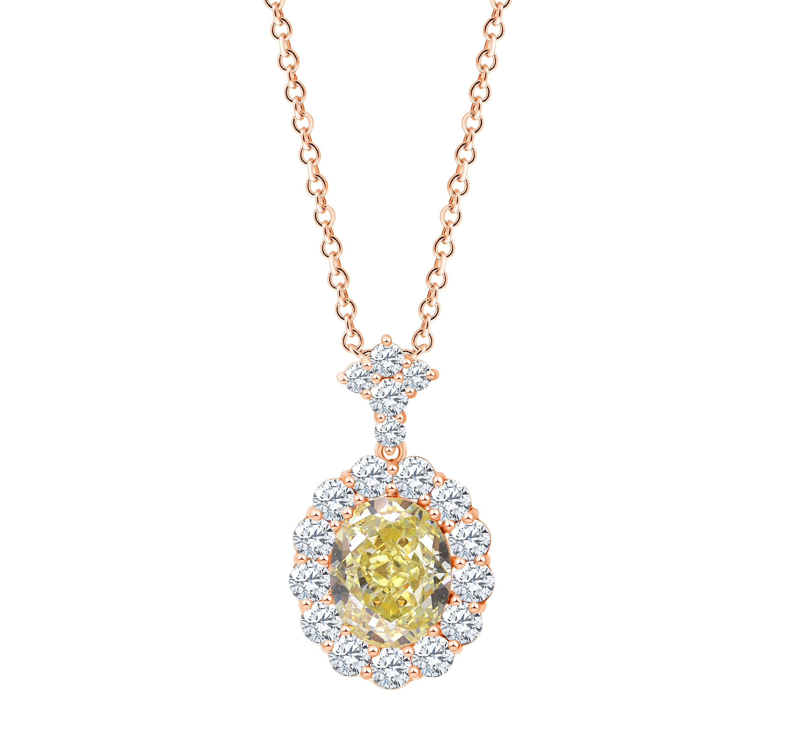 Brilliant Cut Diamond Halo with an Oval Cut Semi Precious Pendant