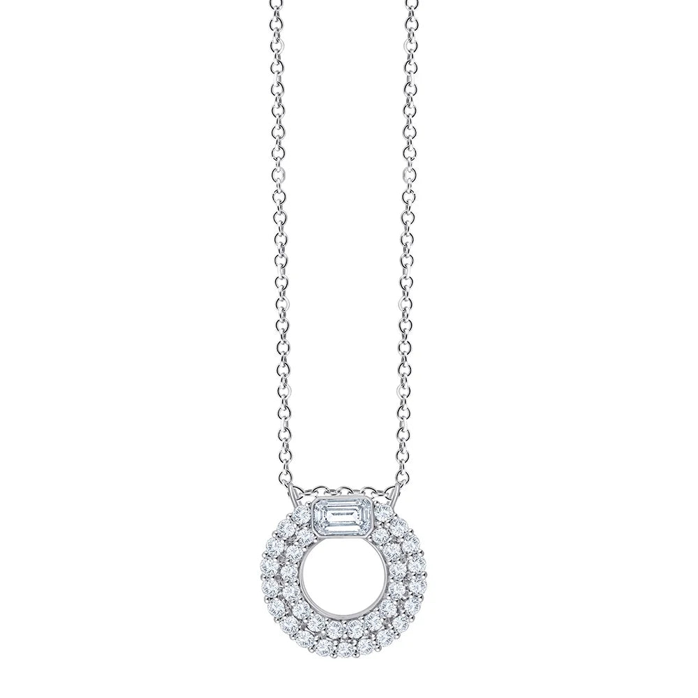 Emerald  Brilliant Cut Domed Circle Pendant