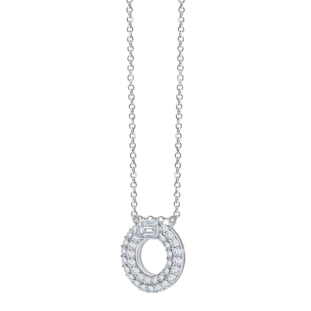 Emerald  Brilliant Cut Domed Circle Pendant