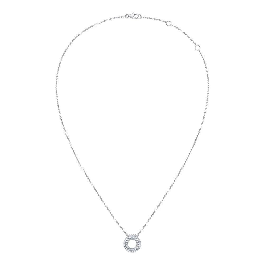 Emerald  Brilliant Cut Domed Circle Pendant