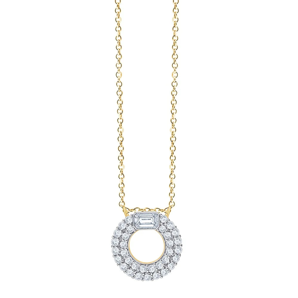 Emerald  Brilliant Cut Domed Circle Pendant