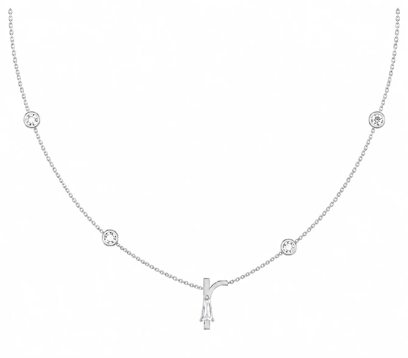 Baguette Cut Letter R Diamond Pendant