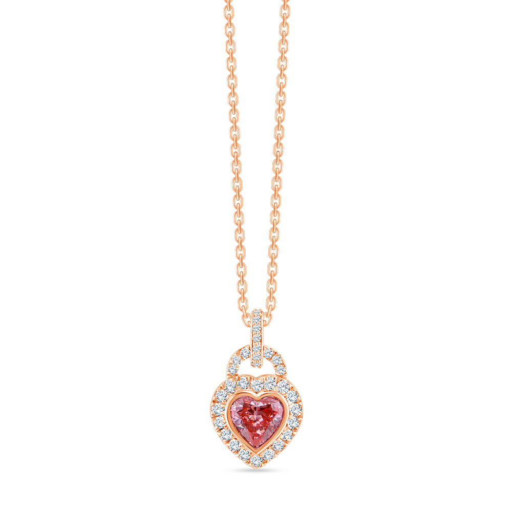 Heart Cut Pink Diamond Halo Pendant