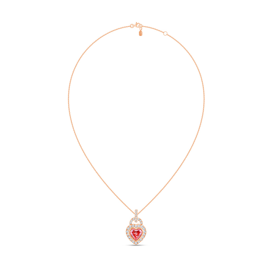 Heart Cut Pink Diamond Halo Pendant