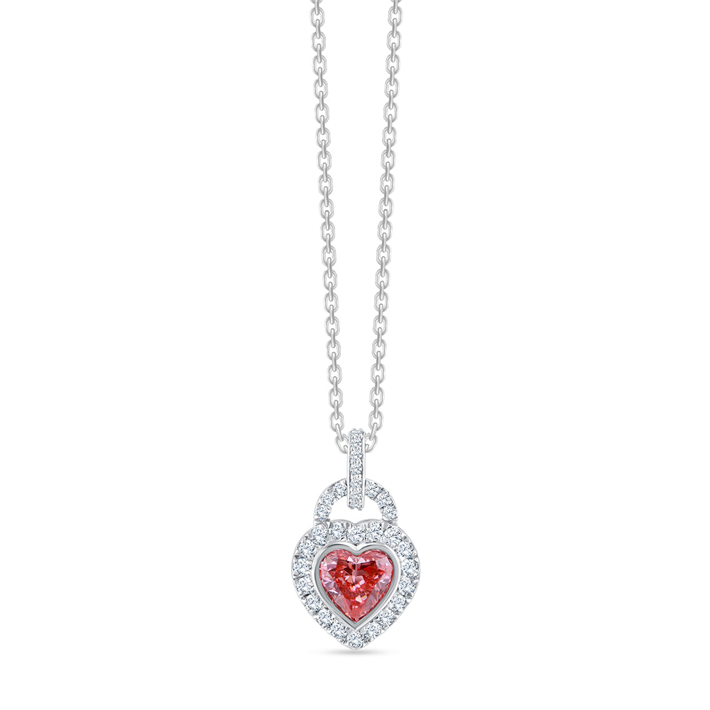 Heart Cut Pink Diamond Halo Pendant