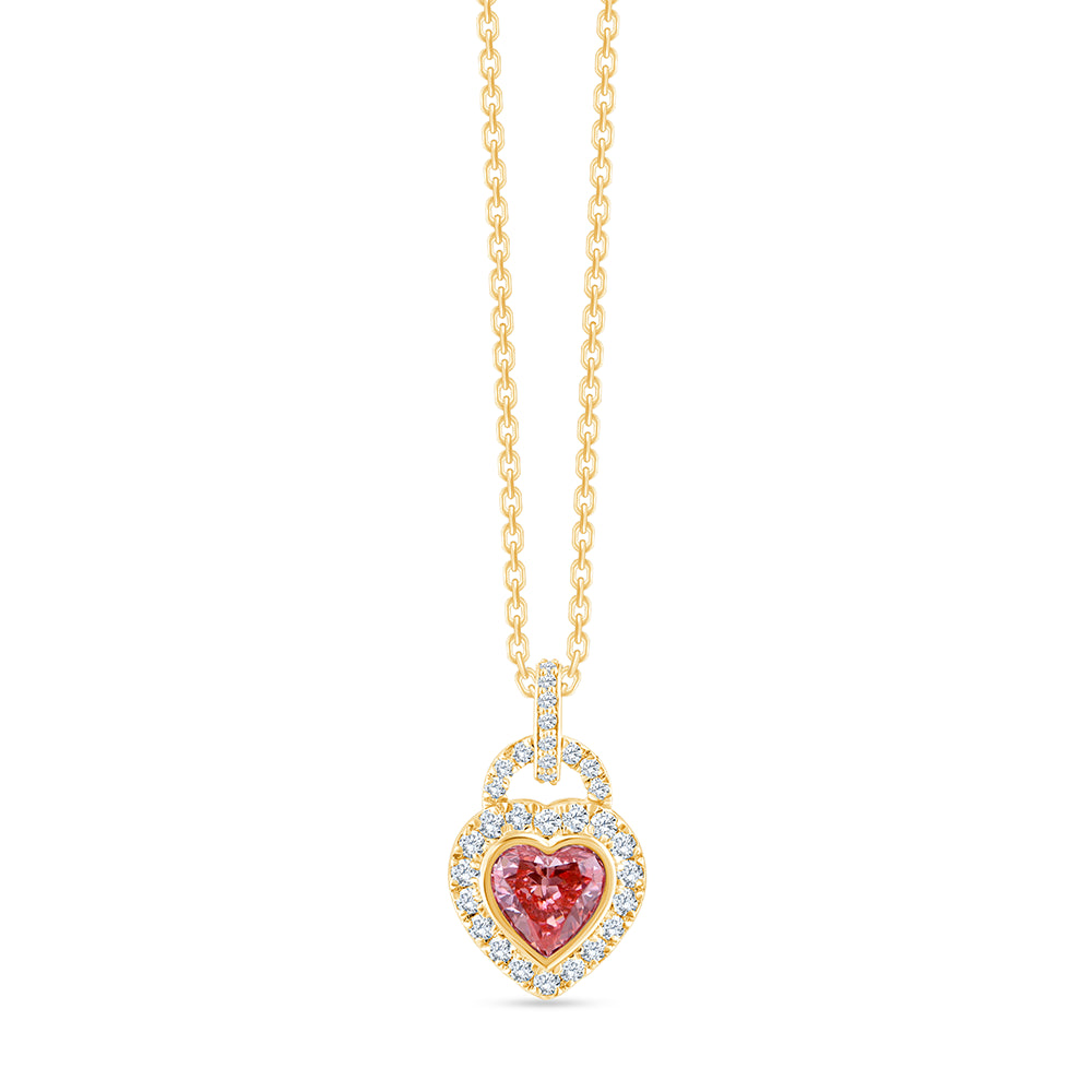 Heart Cut Pink Diamond Halo Pendant