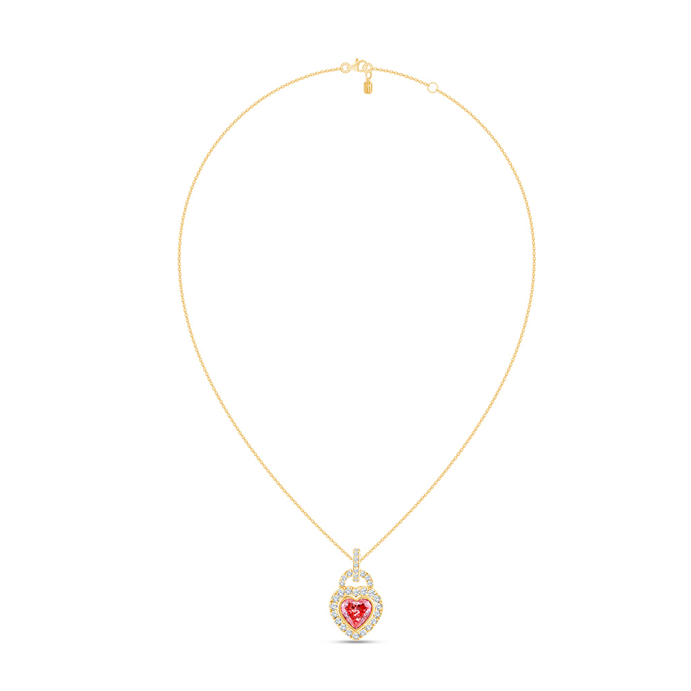Heart Cut Pink Diamond Halo Pendant