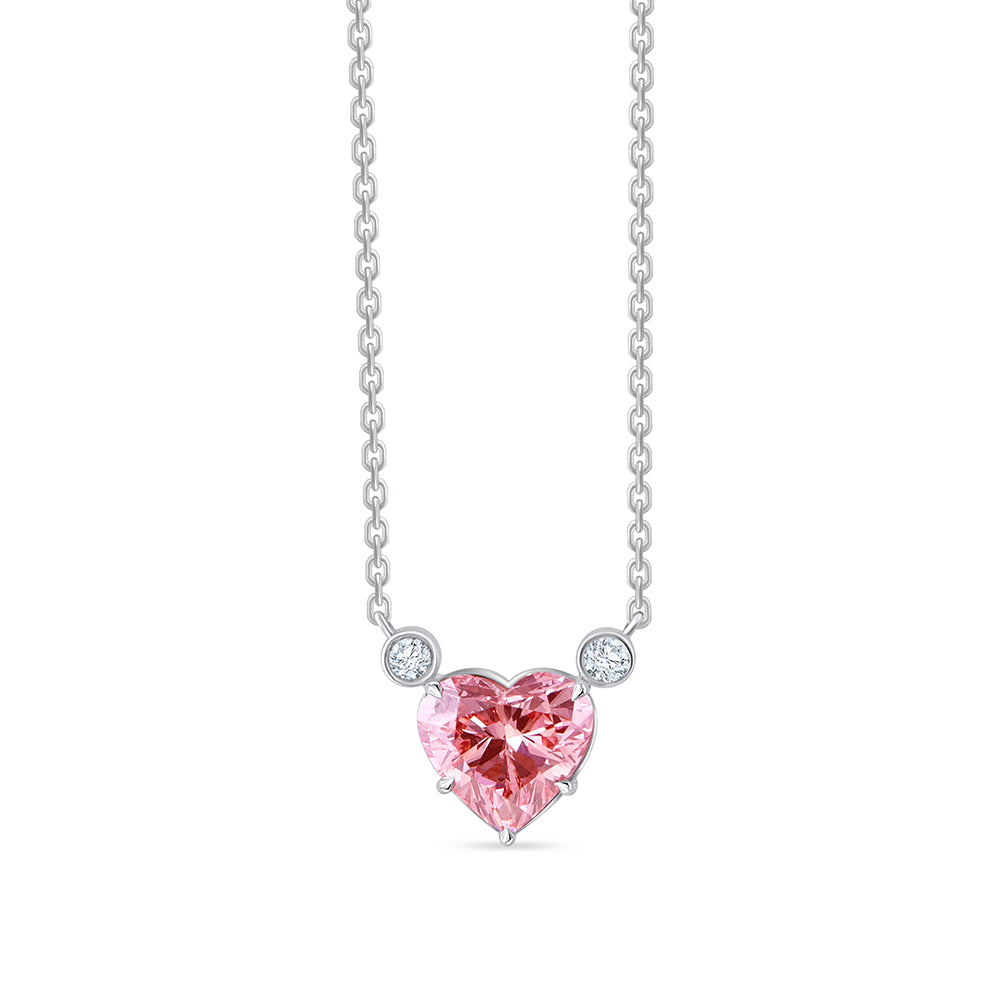 Heart Cut Pink Diamond Solitaire Pendant