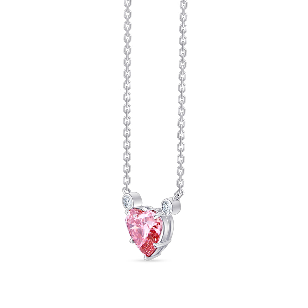 Heart Cut Pink Diamond Solitaire Pendant