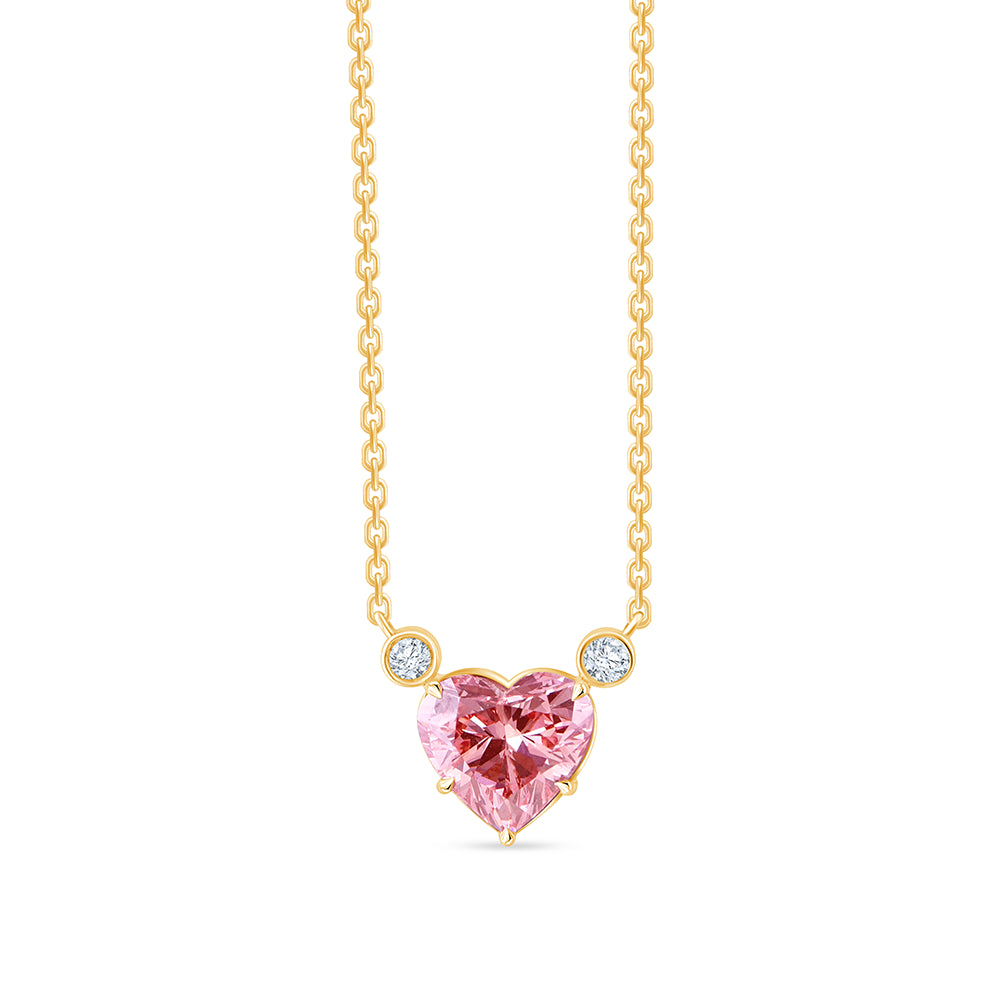 Heart Cut Pink Diamond Solitaire Pendant