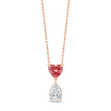 Heart  Pear Cut Pink Diamond Two Stone Pendant
