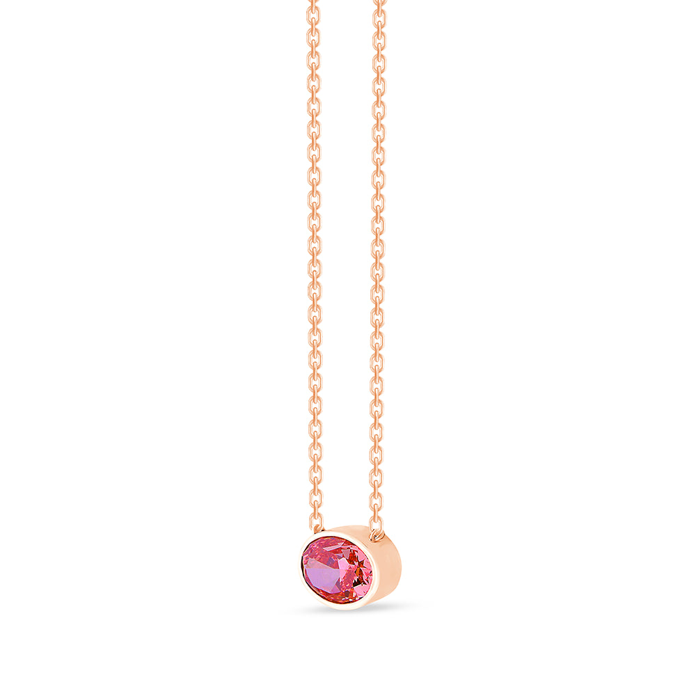Oval Cut Pink Diamond Solitaire Pendant