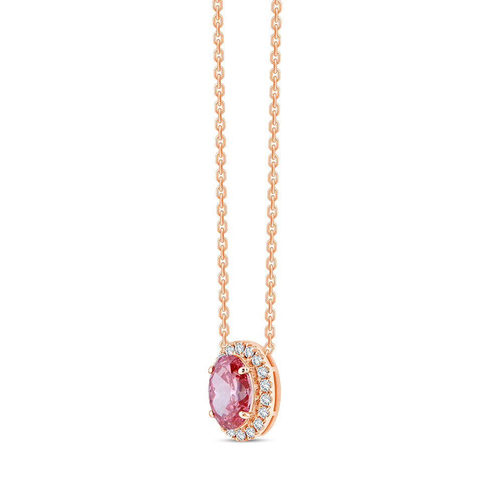 Oval Cut Pink Diamond Halo Pendant
