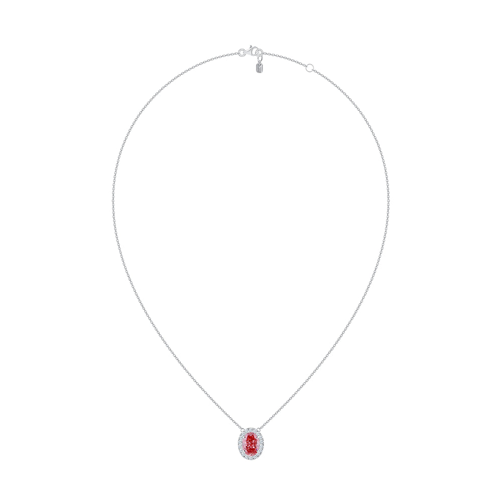 Oval Cut Pink Diamond Halo Pendant