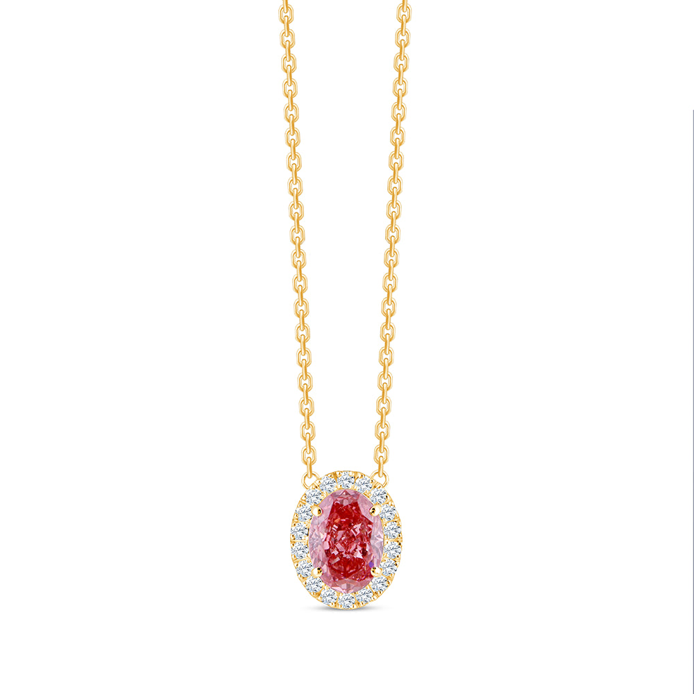 Oval Cut Pink Diamond Halo Pendant