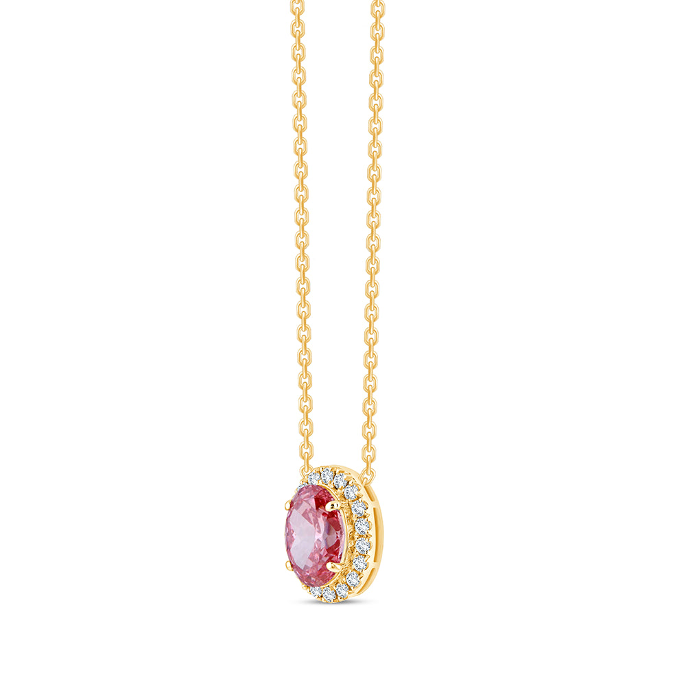 Oval Cut Pink Diamond Halo Pendant