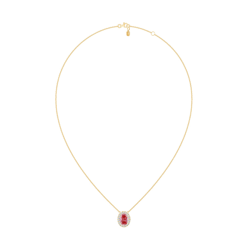 Oval Cut Pink Diamond Halo Pendant