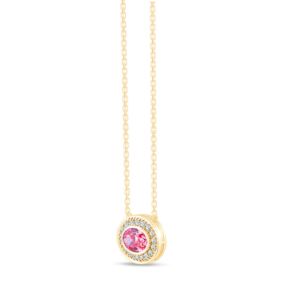 Oval Cut Pink Diamond Halo Pendant