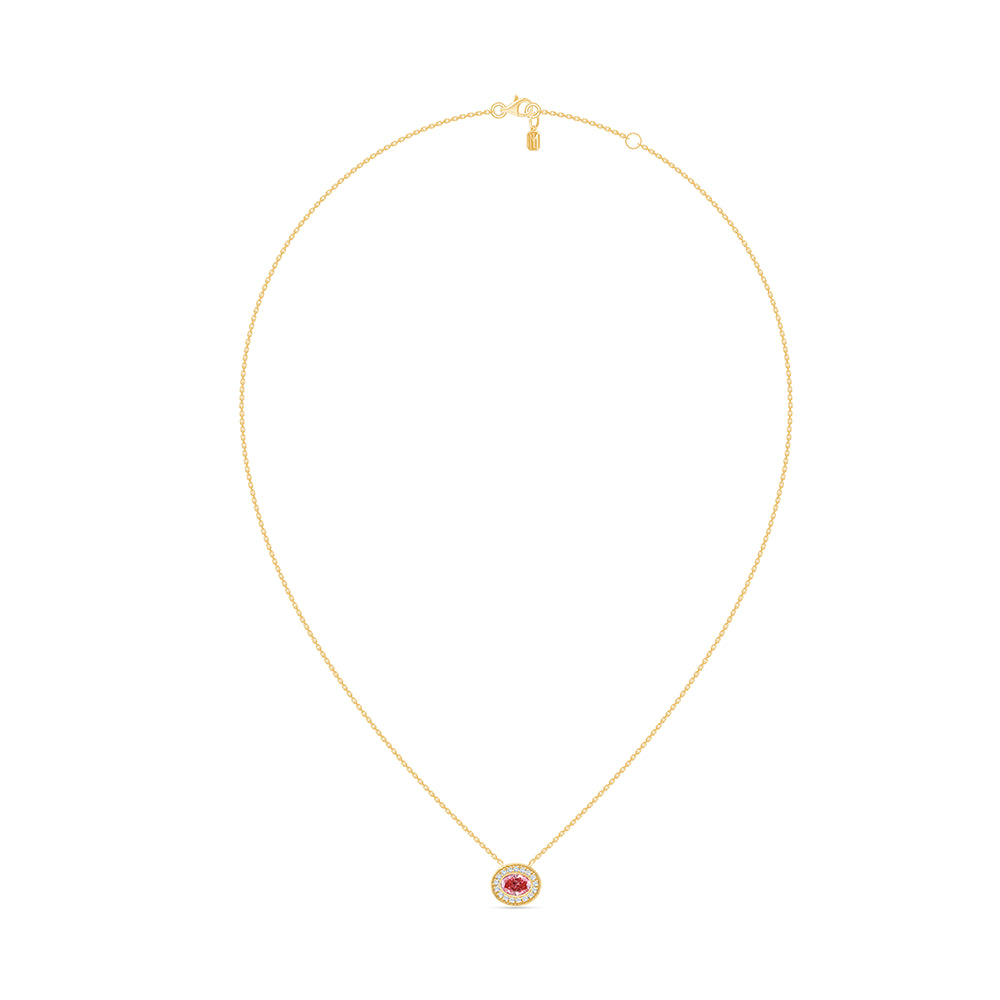 Oval Cut Pink Diamond Halo Pendant