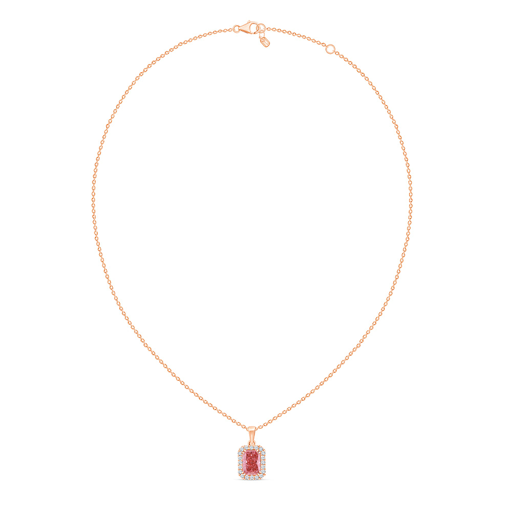 Cushion Cut Pink Diamond Halo Pendant