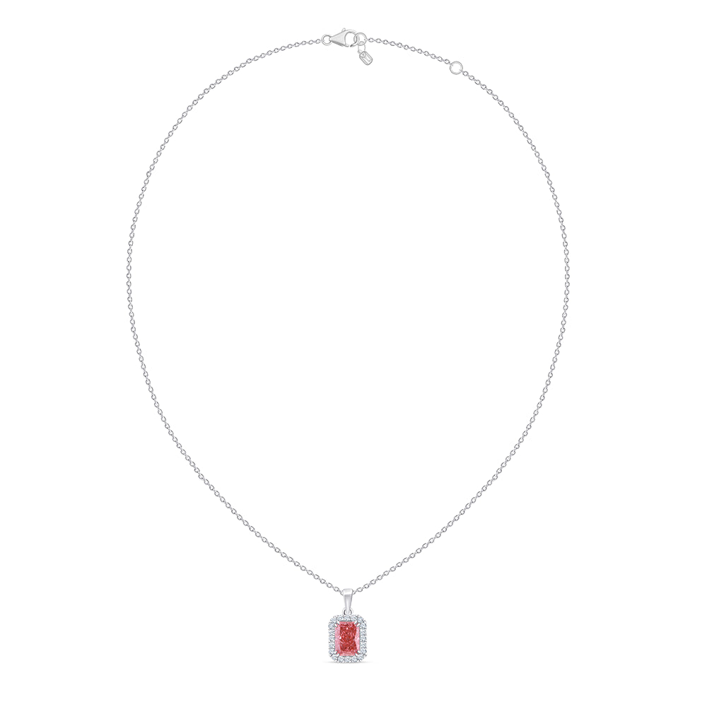 Cushion Cut Pink Diamond Halo Pendant