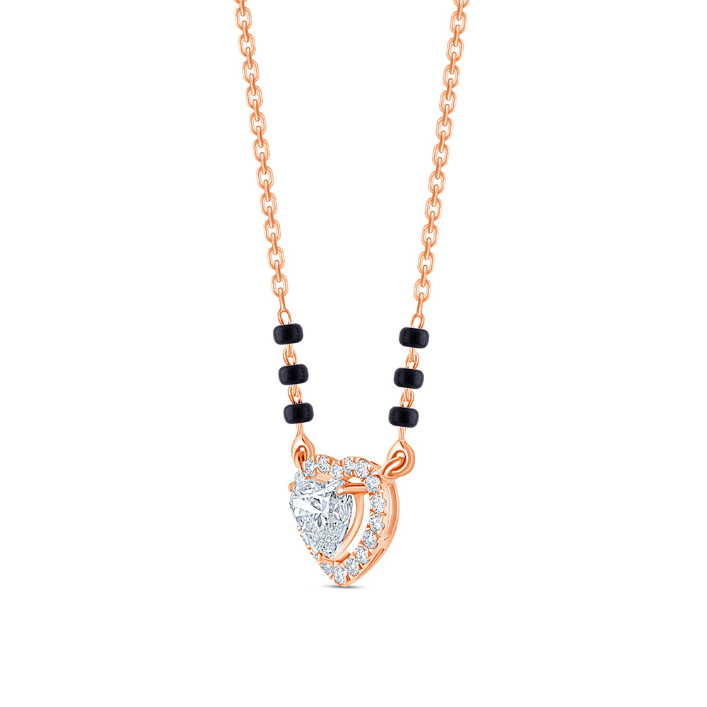 Heart Cut Halo Mangalsutra Pendant